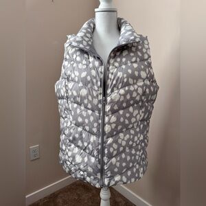Lands' End Gray and Cream Puffer Vest